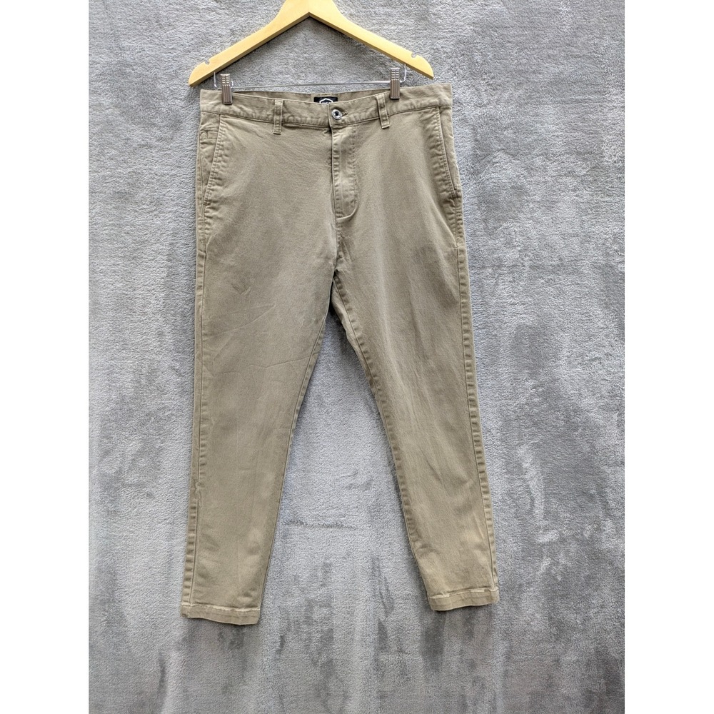 Skater Hitcher Chino Pants Mens 34 Khaki Slim Tapered Stretch Casual RVCA